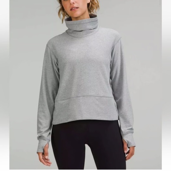 Lululemon rulu pullover 8 gray chic cowl winter fall casual comfy yoga lounge - Picture 2 of 9